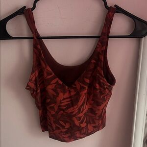 Lululemon Athletica Red Leaf Pattern Crop Top